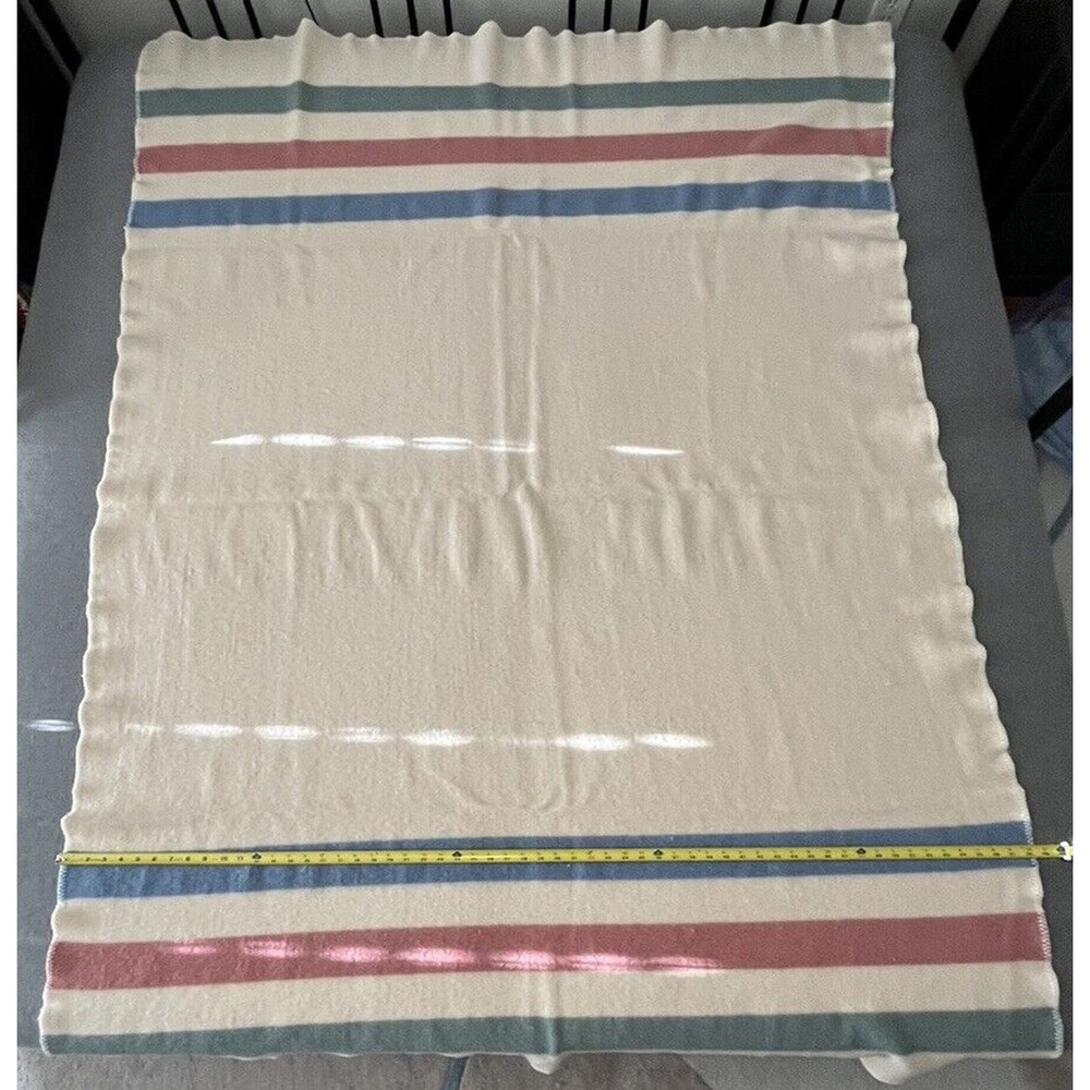 L. L. Bean 100% Classic Stripes Wool Blanket Jack & Jill Set 59" X 83"
